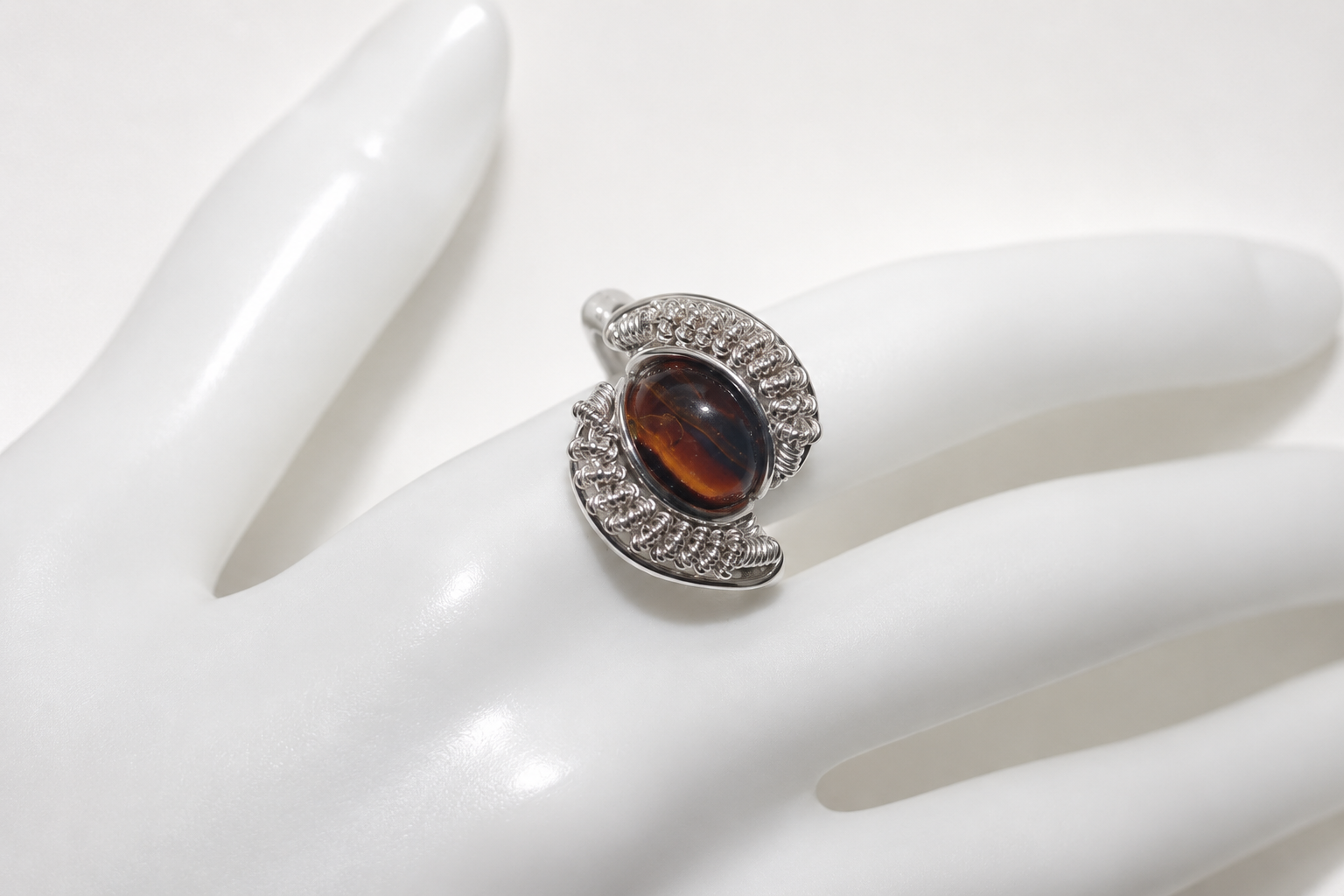 Tigers Eye Ring Argentium Sterling Silver image 1