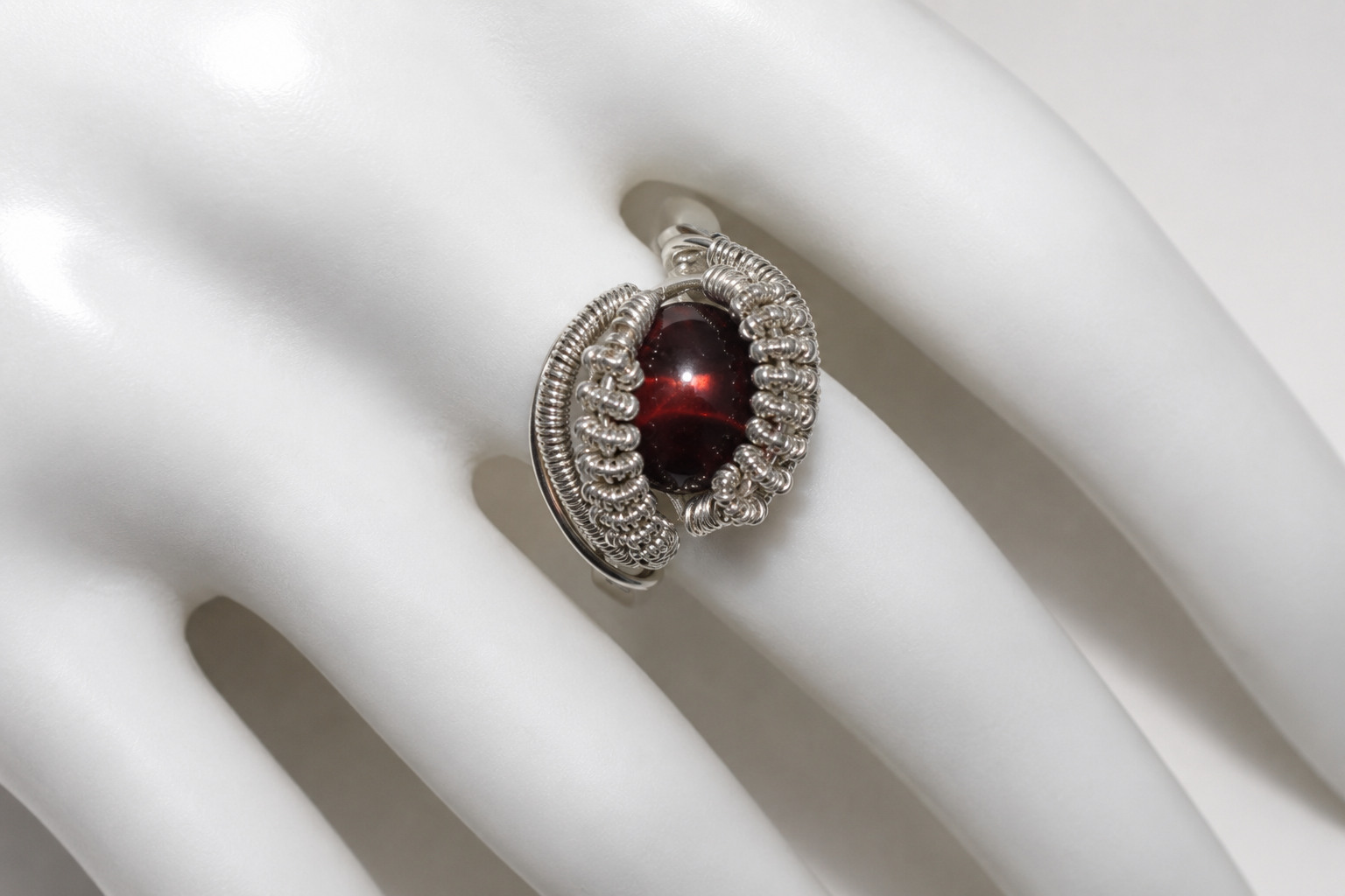 Red Tigers Eye Ring Argentium Sterling Silver image 1