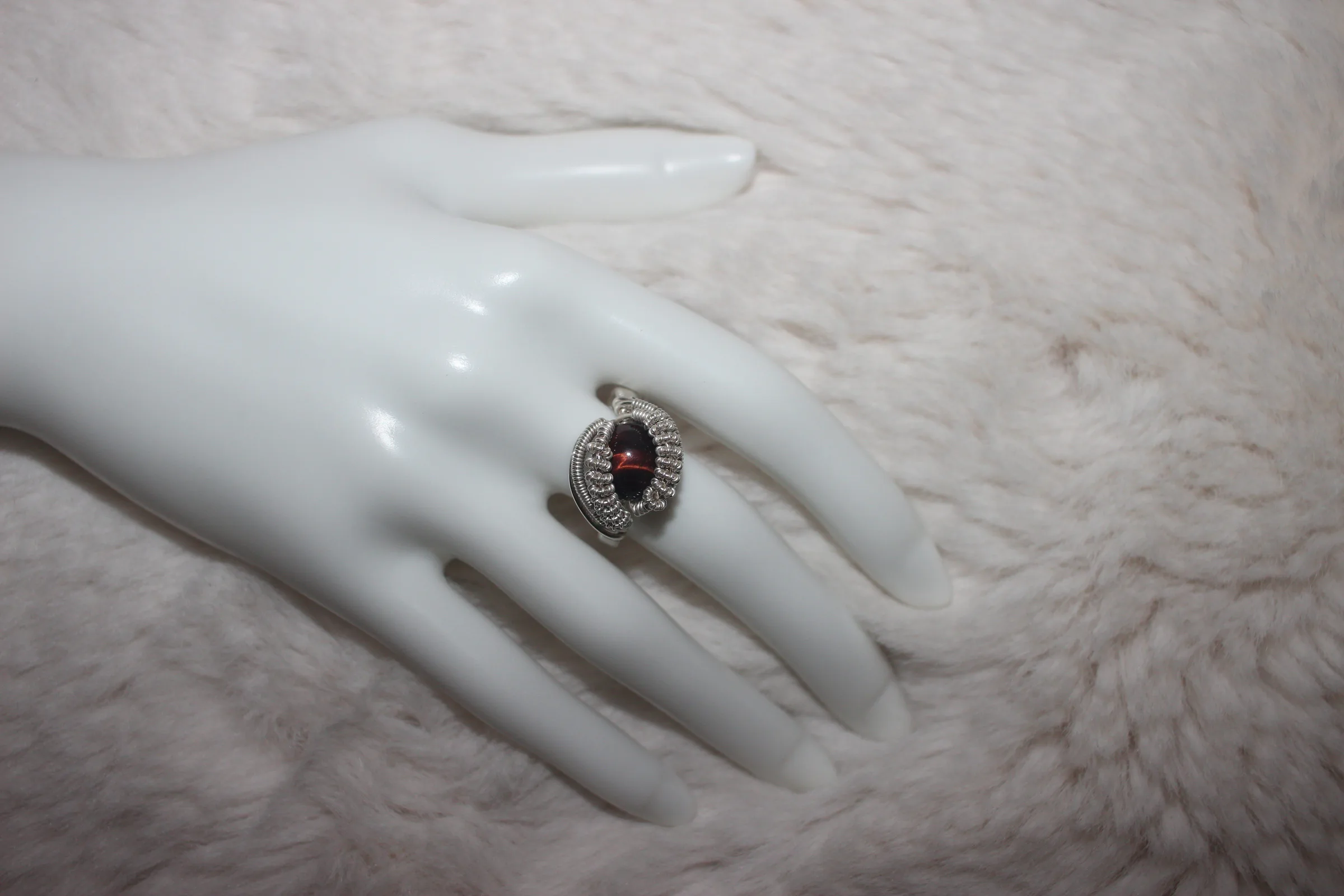 Red Tigers Eye Ring Argentium Sterling Silver image 2
