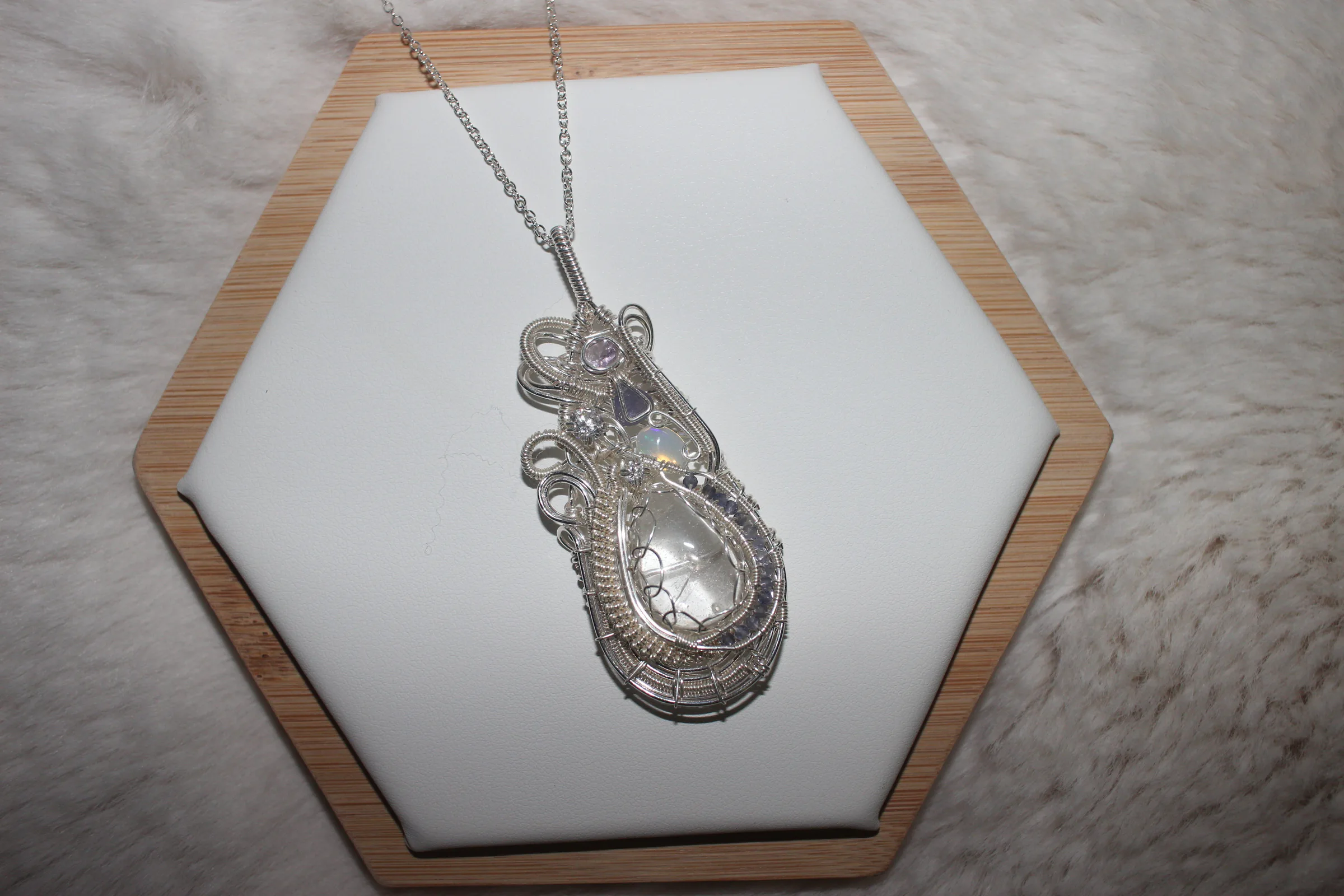Tanzanite Iolite Clear Quartz Necklace Silver Filled image 2