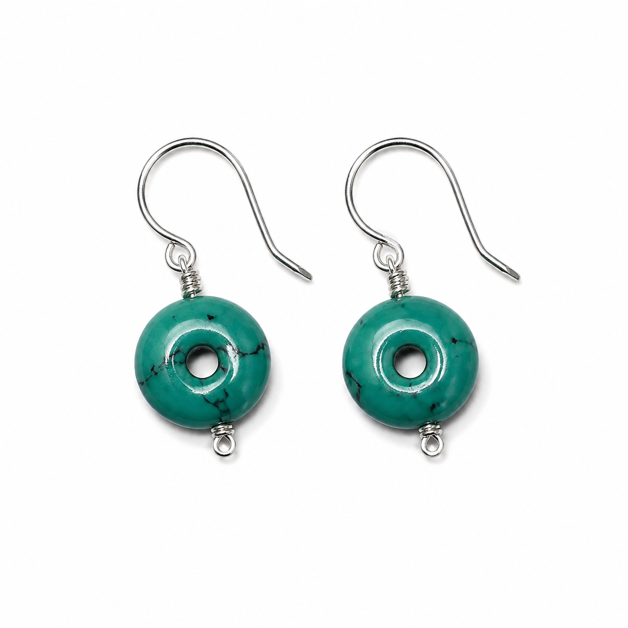 Turquoise Pearl Earrings Silver Filled image 1