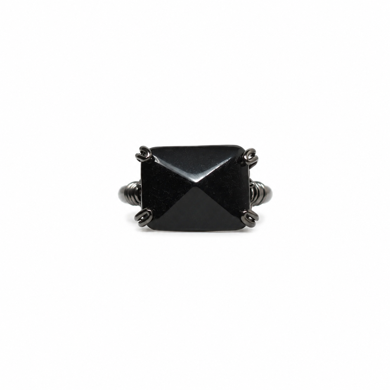 Onyx Ring Oxidized Silver Filled image 1