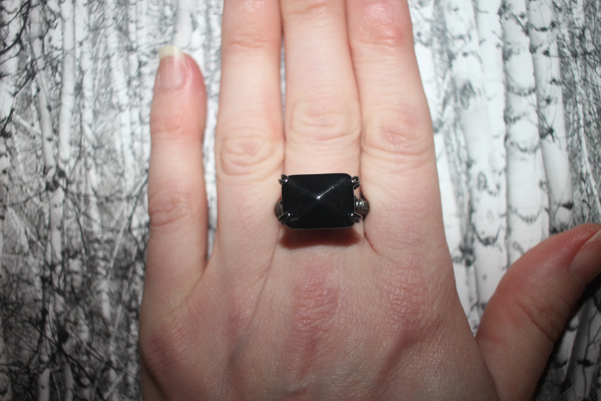 Onyx Ring Oxidized Silver Filled image 2