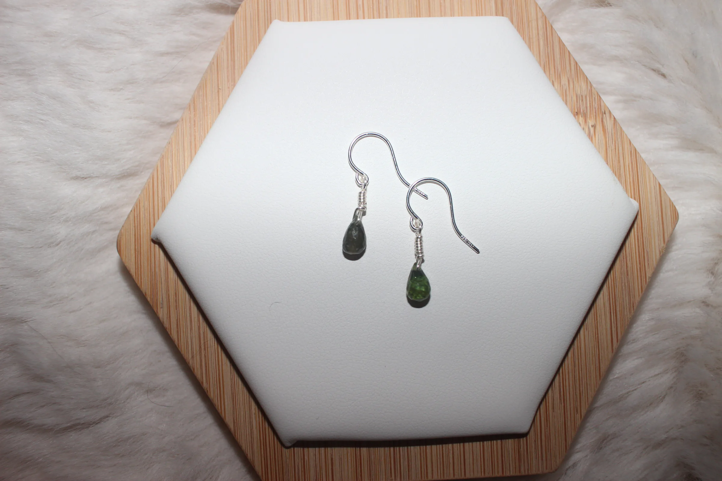 Green Tourmaline Earrings Silver Filled image 2
