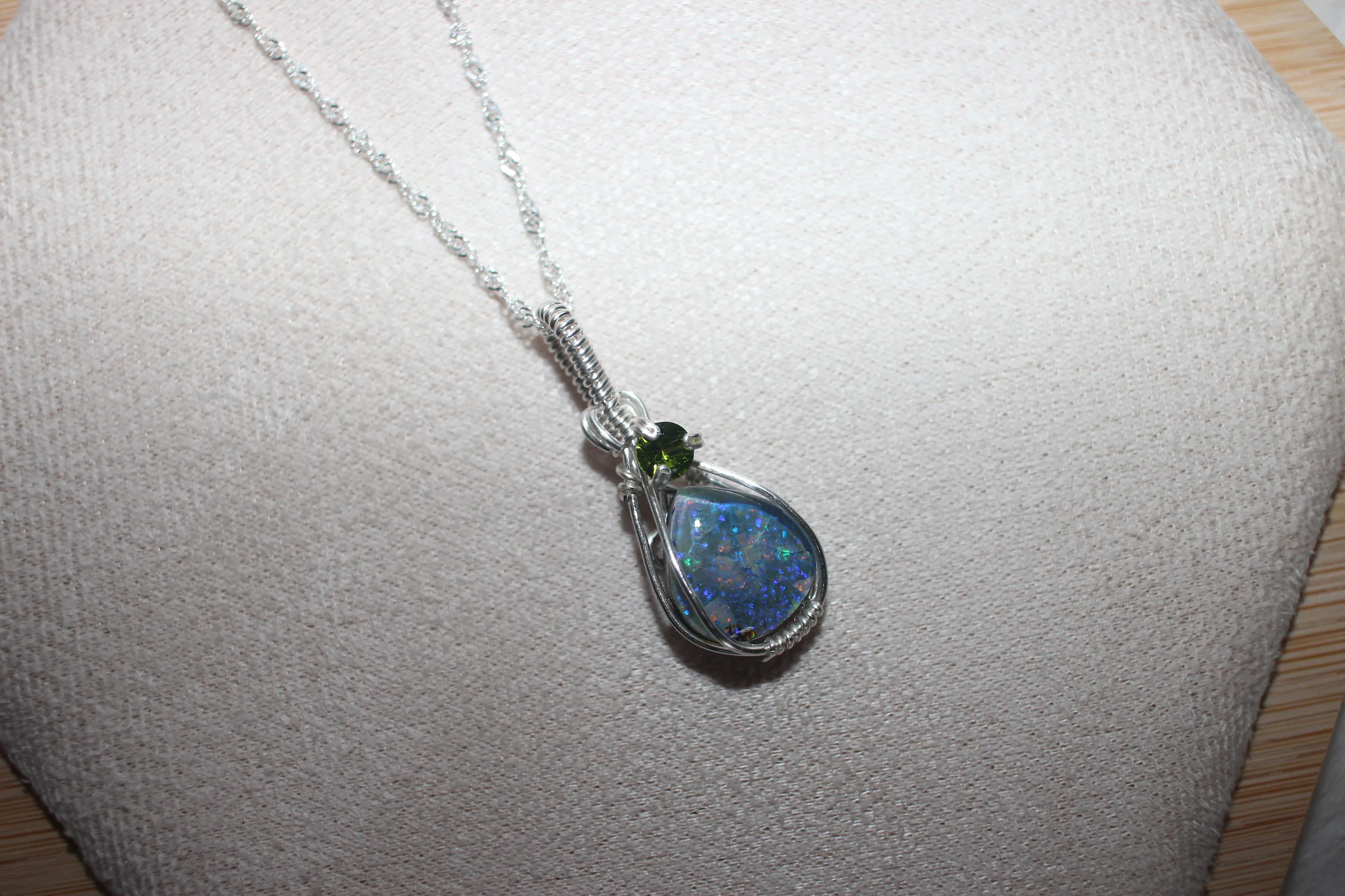 Monarch Opal Necklace Silver Filled image 1