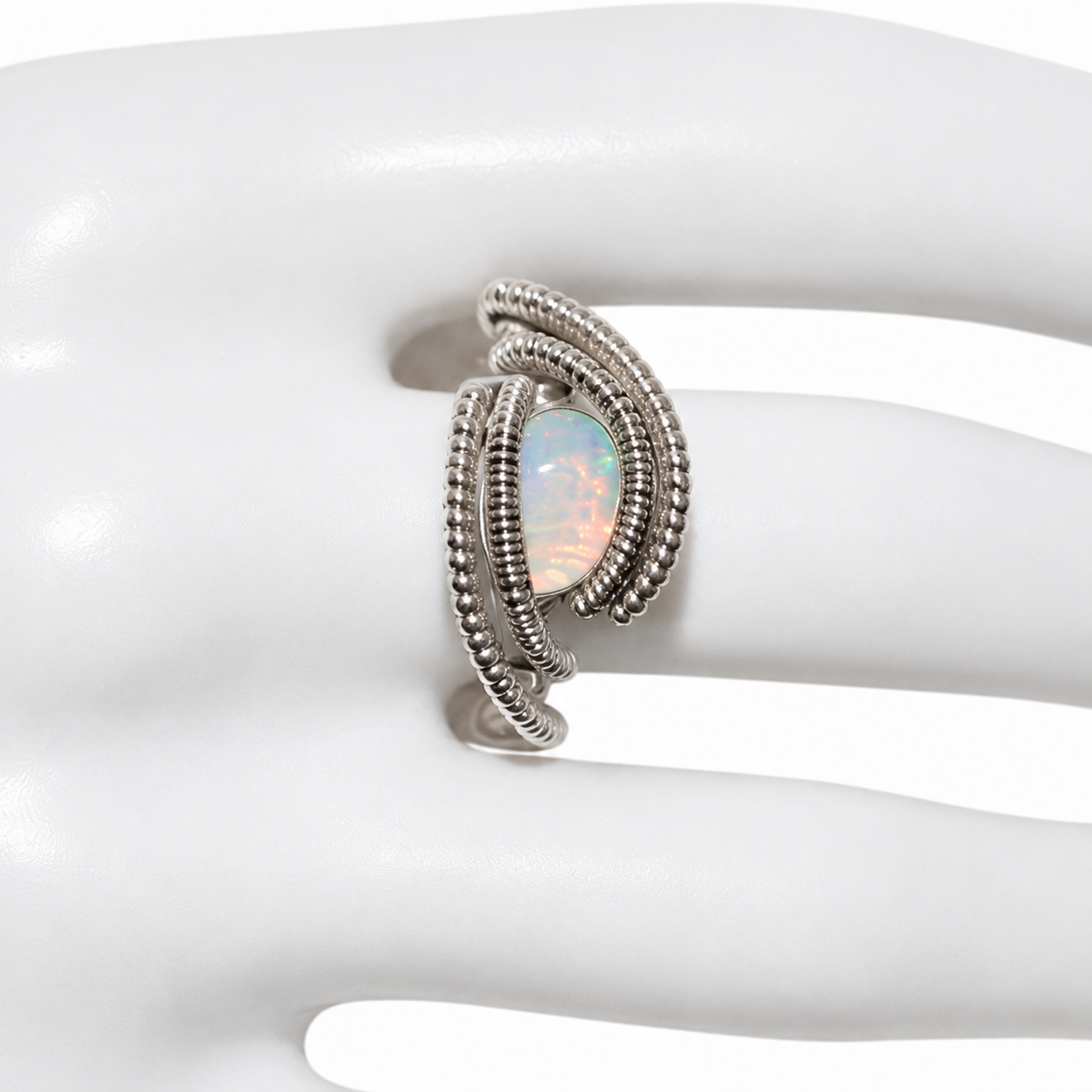 Ethiopian Opal Ring Argentium Sterling Silver image 1