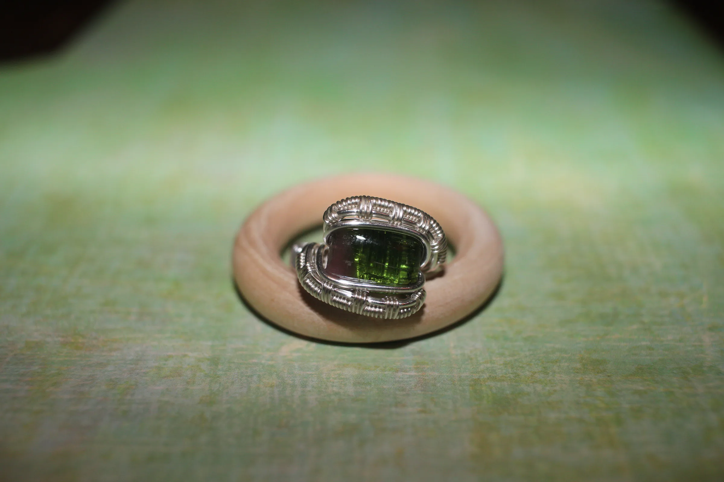 Green Pink Tourmaline Ring Silver Filled image 2