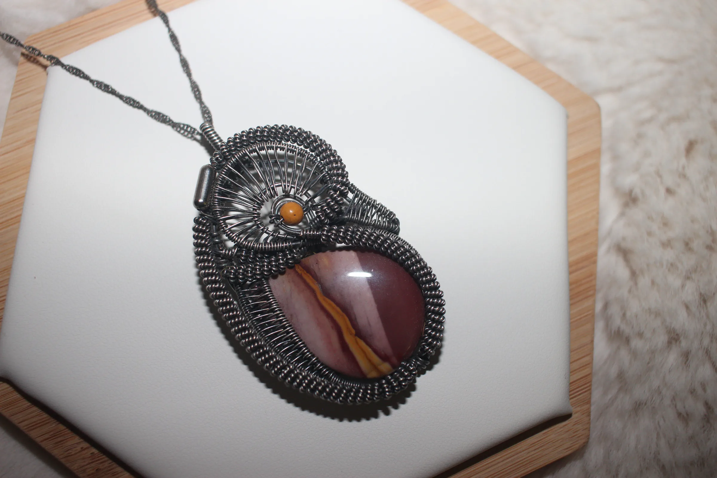Mookaite Necklace Oxidized Silver Filled image 1