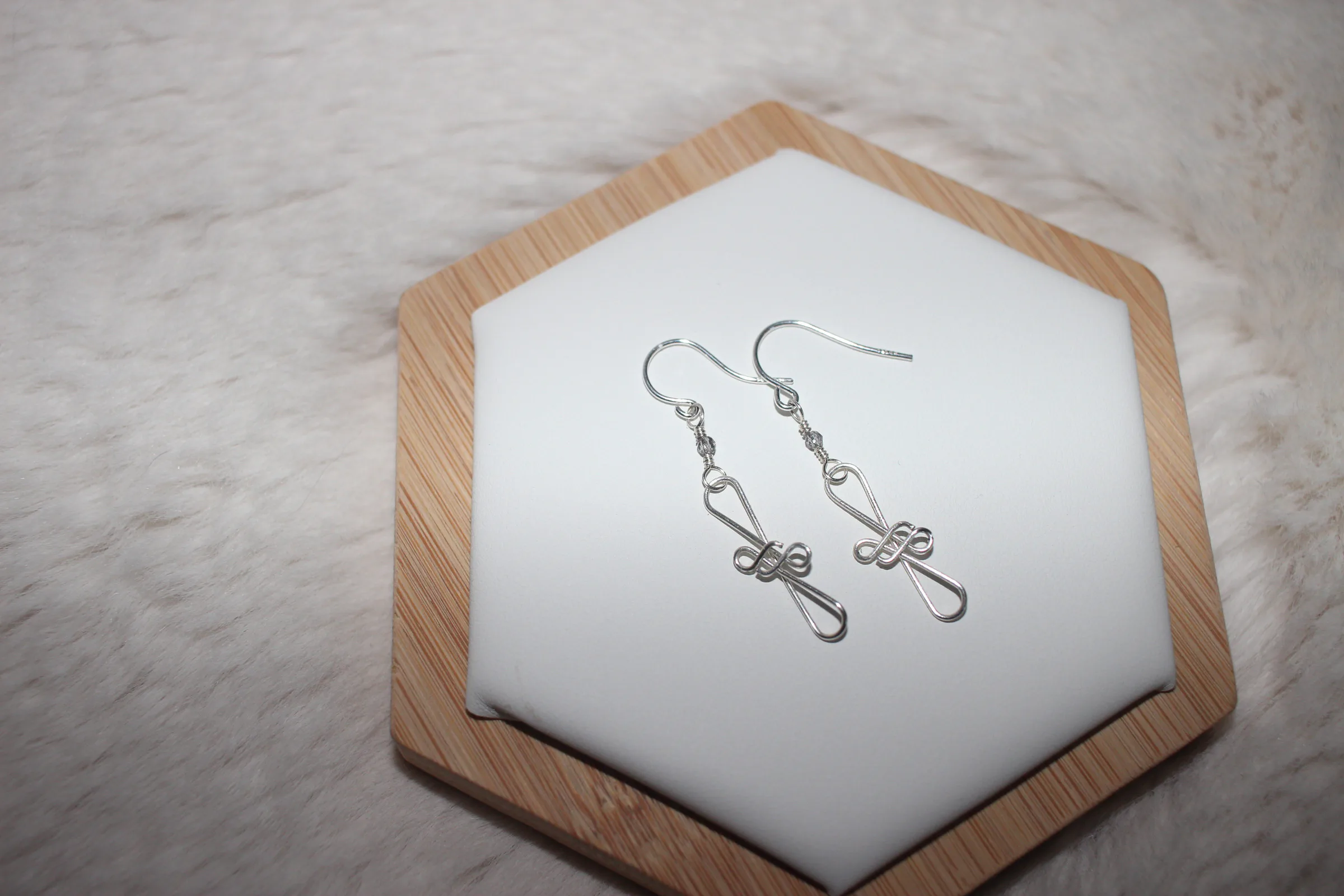 Gray Glass Earrings Silver Filled image 1