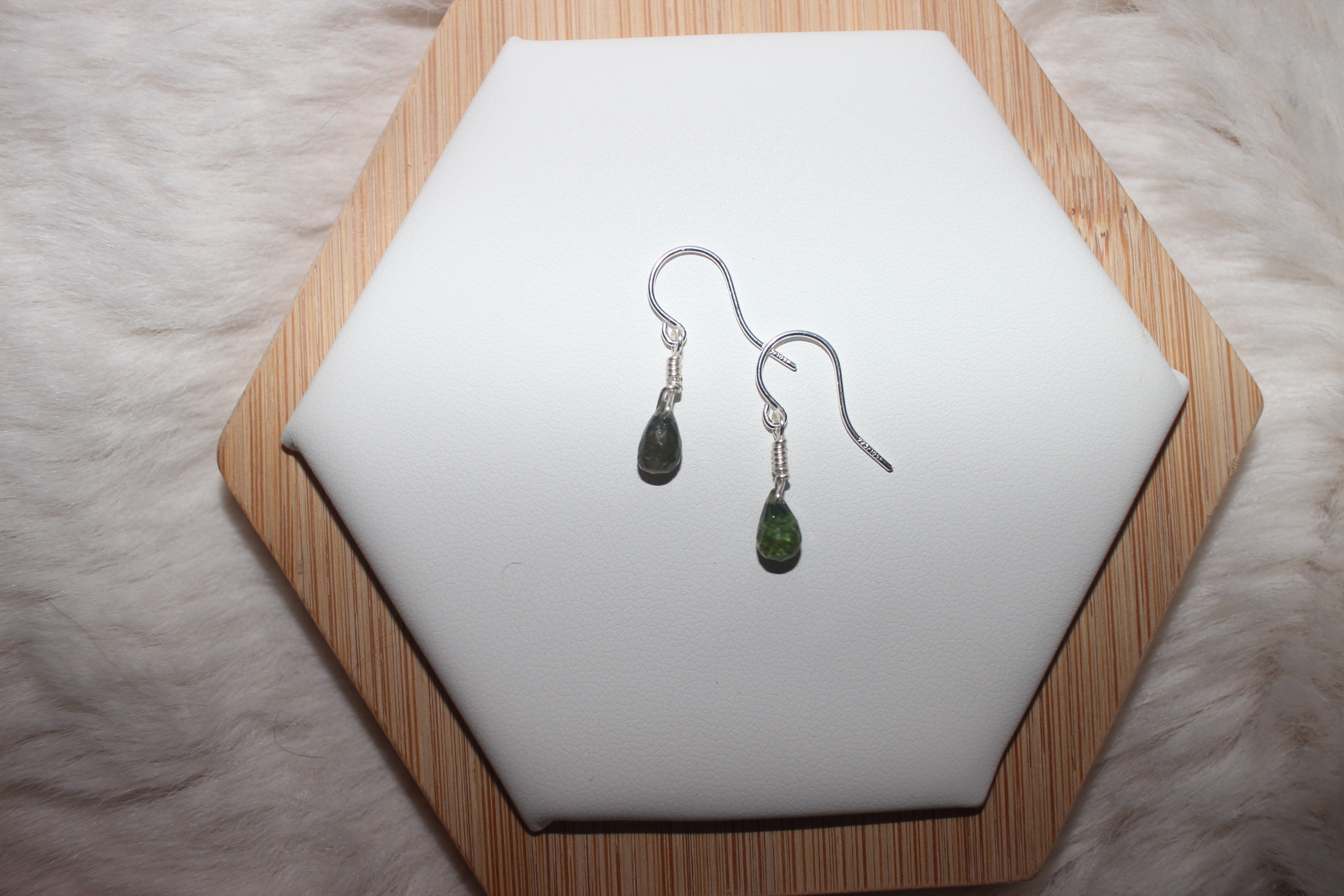 Green Tourmaline Earrings Silver Filled image 1