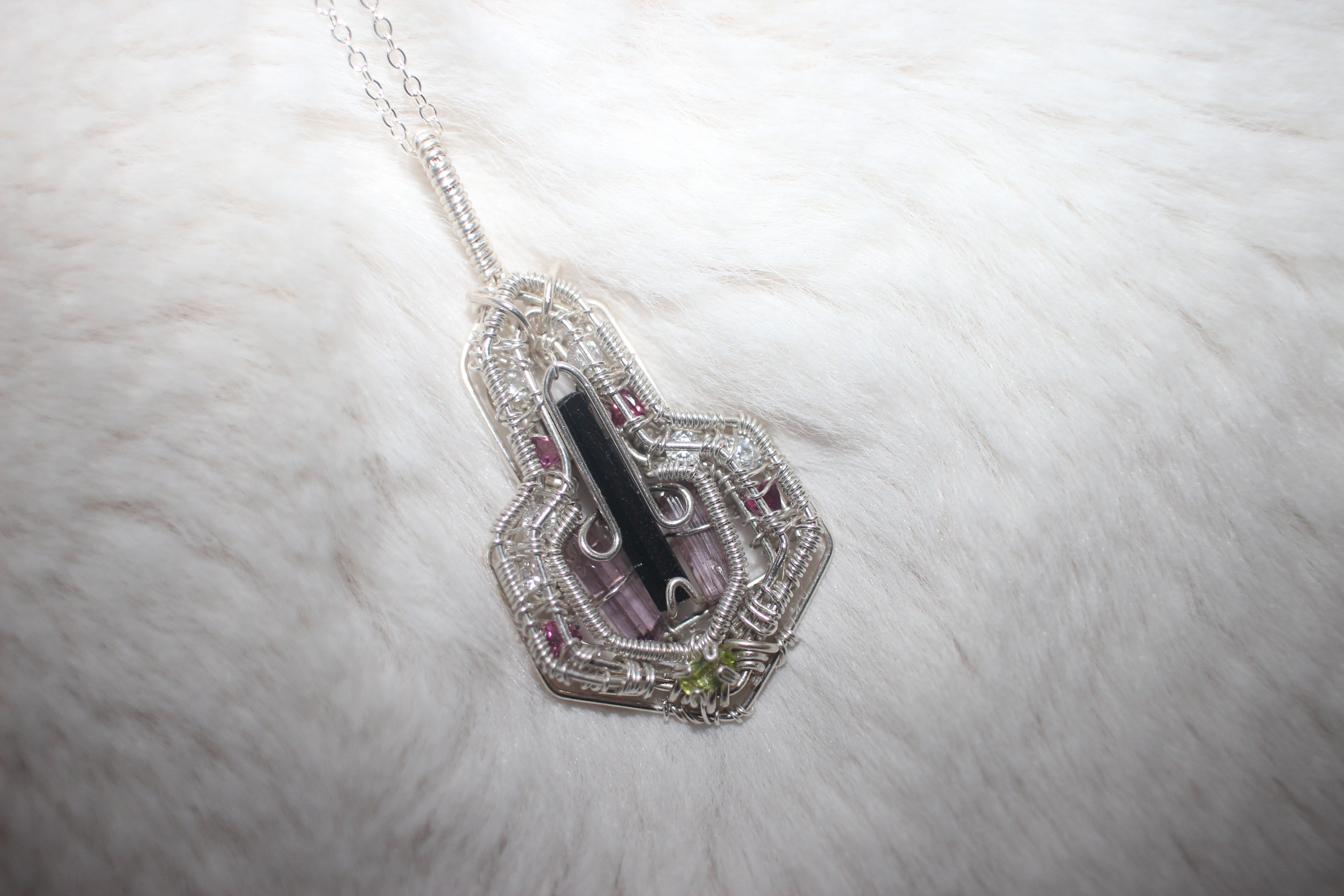 Black Tourmaline Scapolite Argentium Sterling Silver