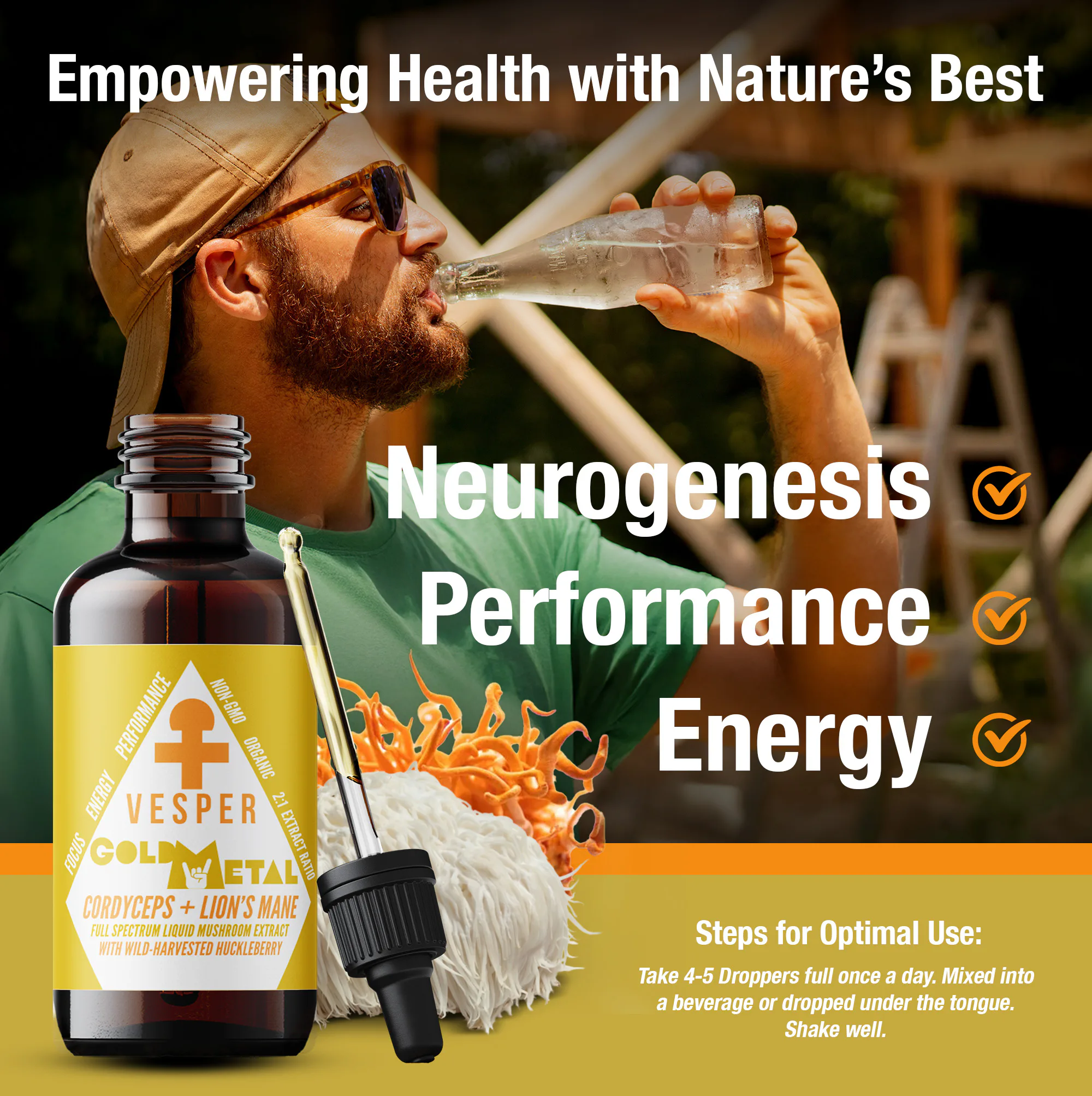 Gold Metal - Cordyceps and Lion's Mane Blend - (4oz./120ML) image 2