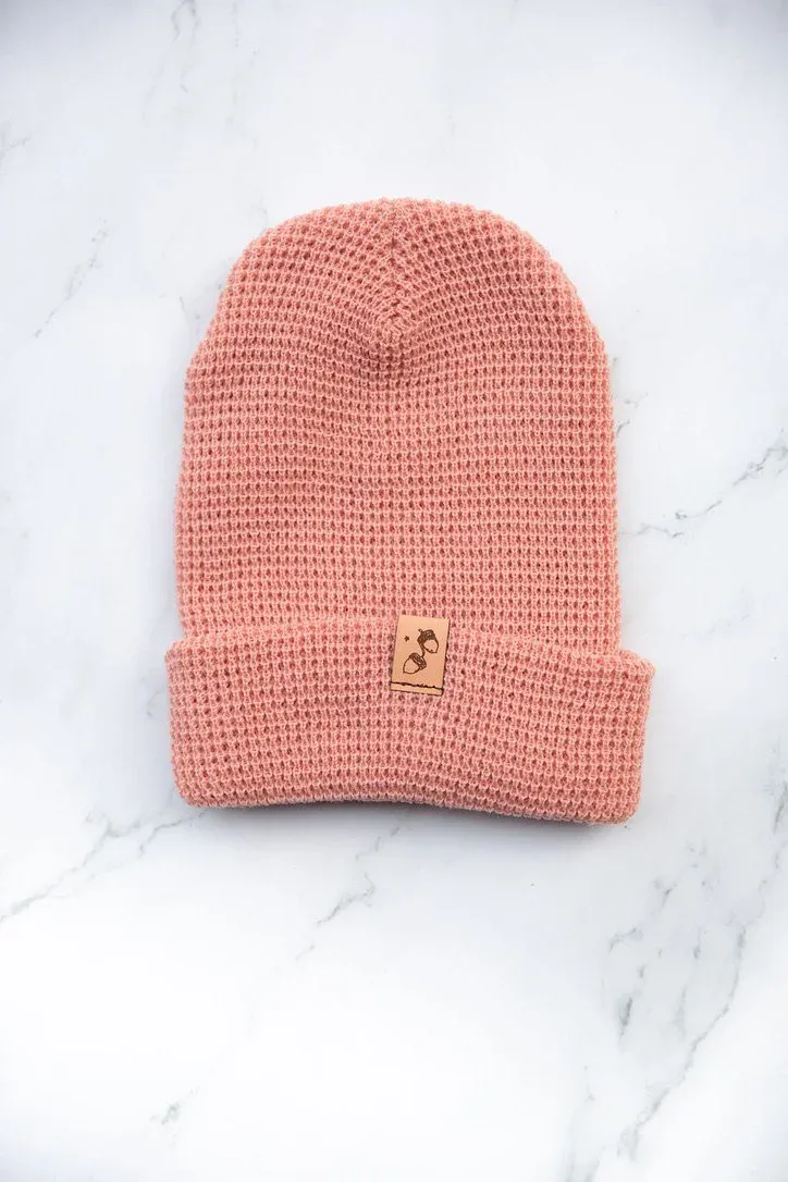 Blush Waffle Knit Beanie image 1