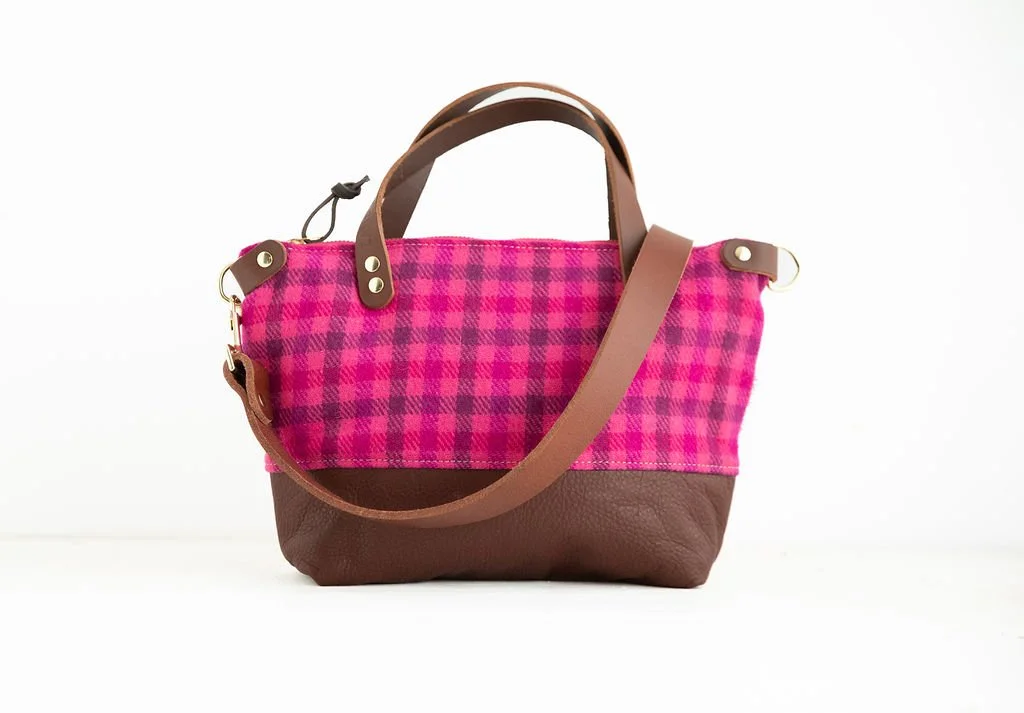 Bitsy Purse in Pink Plaid Wool image 1