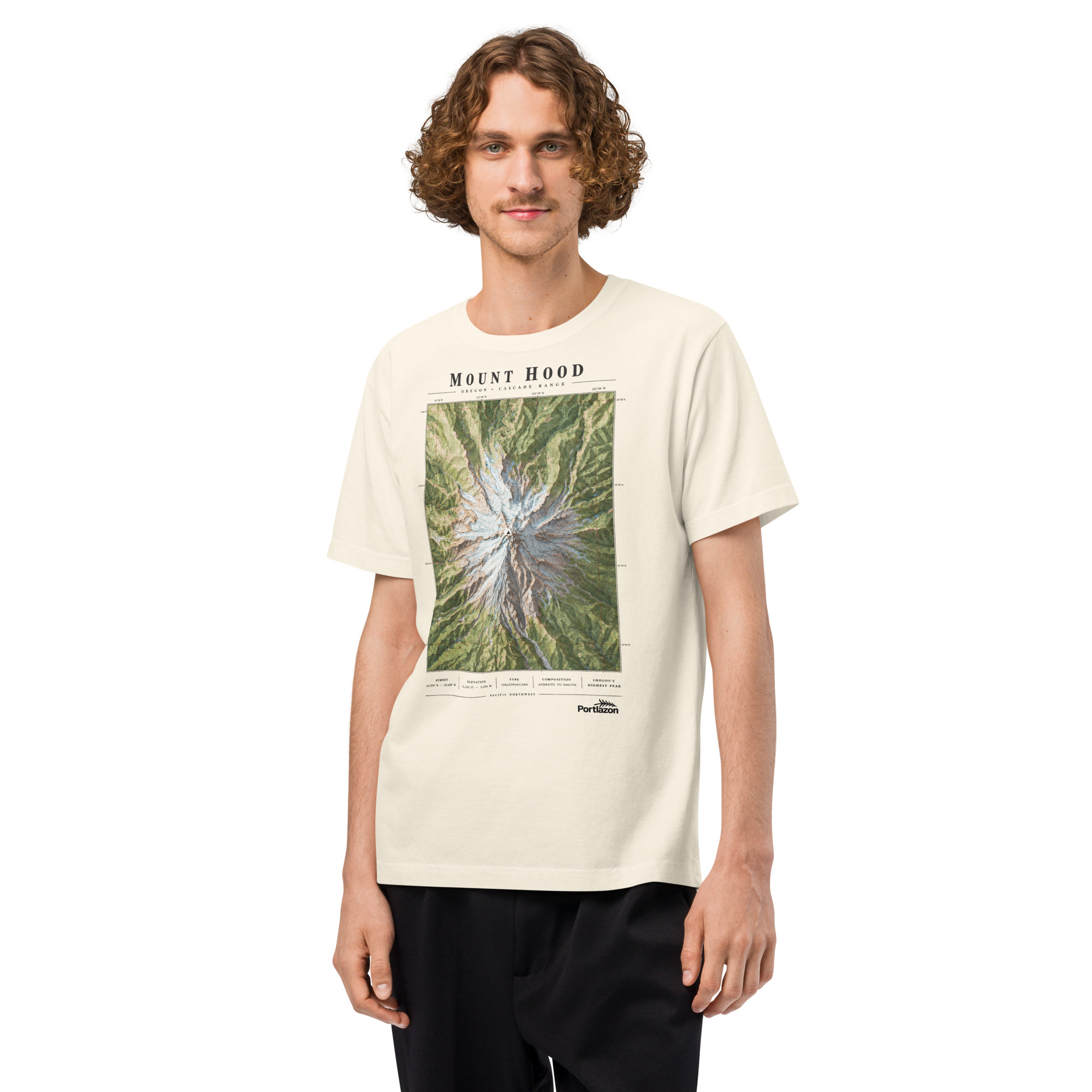 Mount Hood Map Topography - Unisex oversized t-shirt image 2