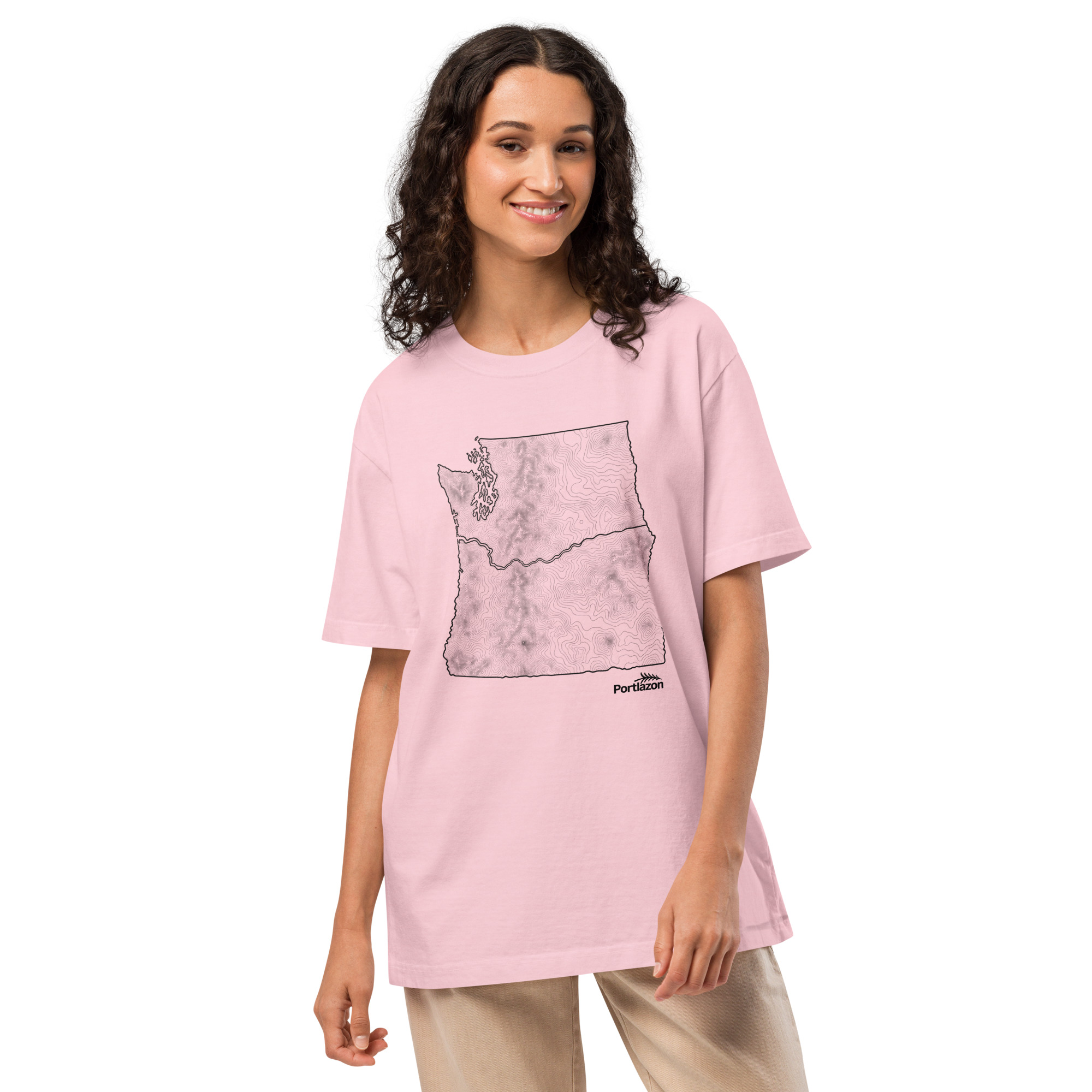 PNW - Oregon and Washington - Topographical - Unisex oversized t-shirt image 4
