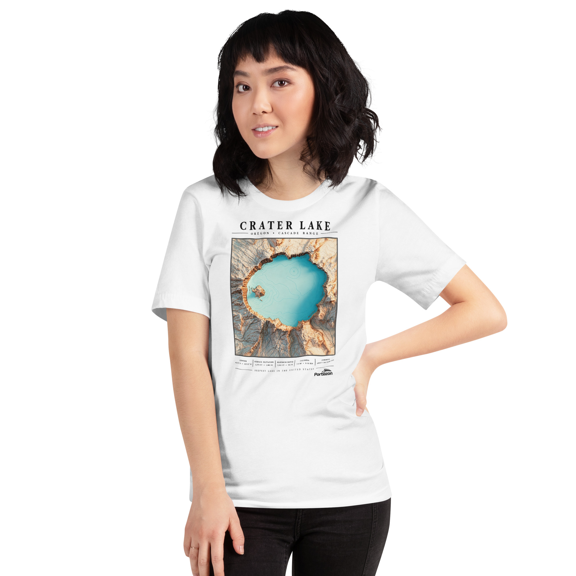 Crater Lake Map Topography - Unisex t-shirt image 5