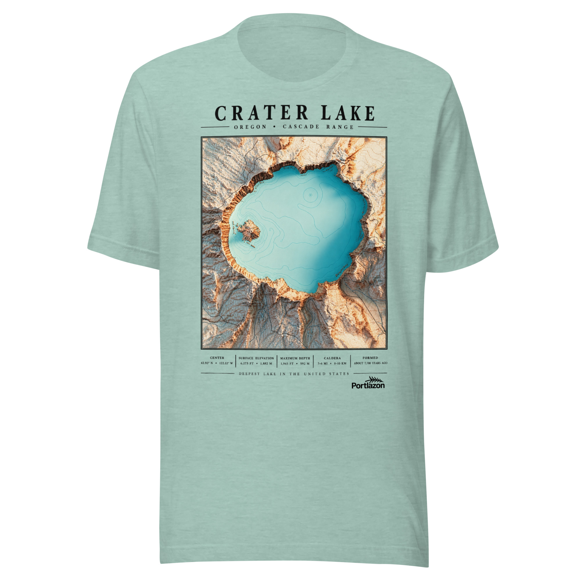Crater Lake Map Topography - Unisex t-shirt image 3