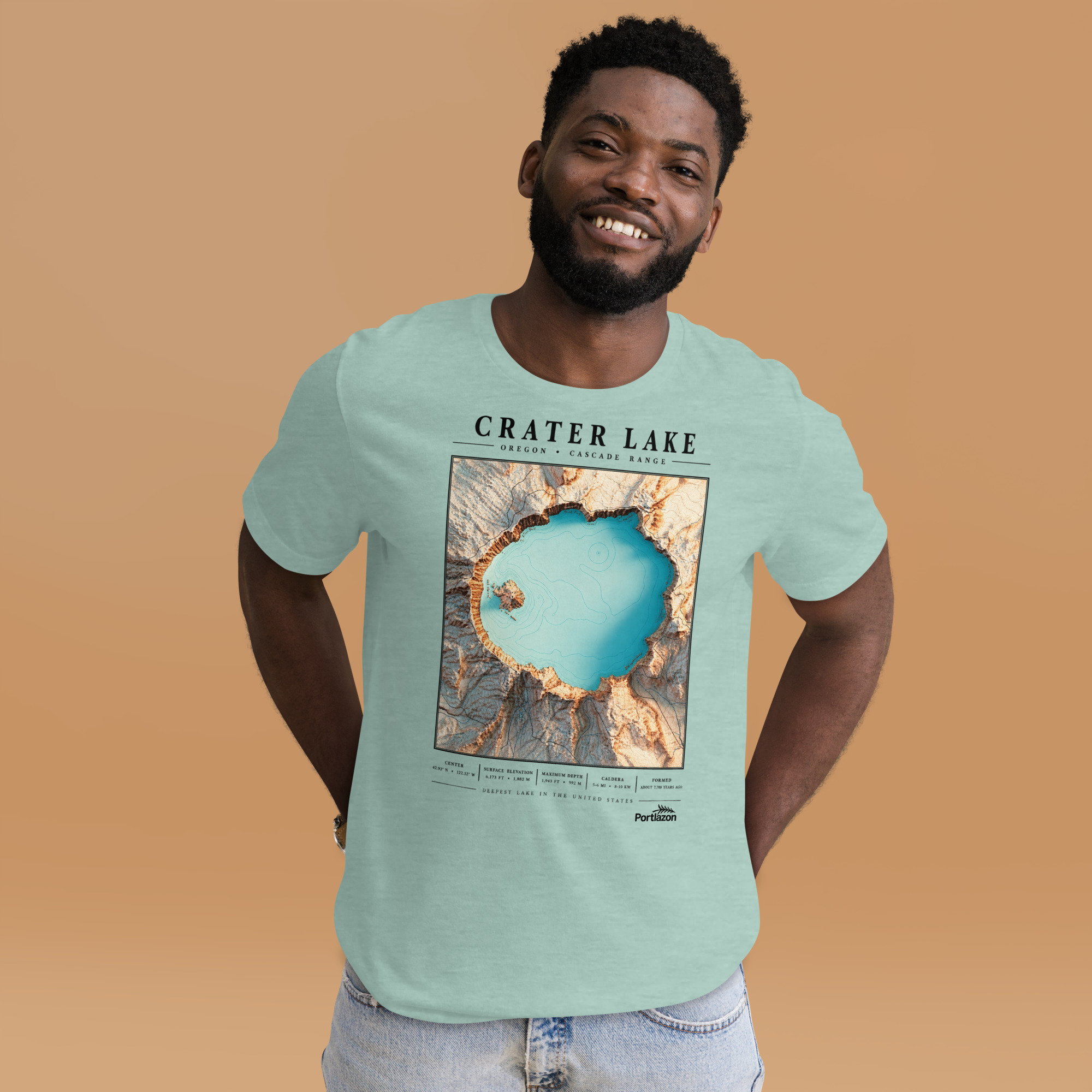 Crater Lake Map Topography - Unisex t-shirt image 6