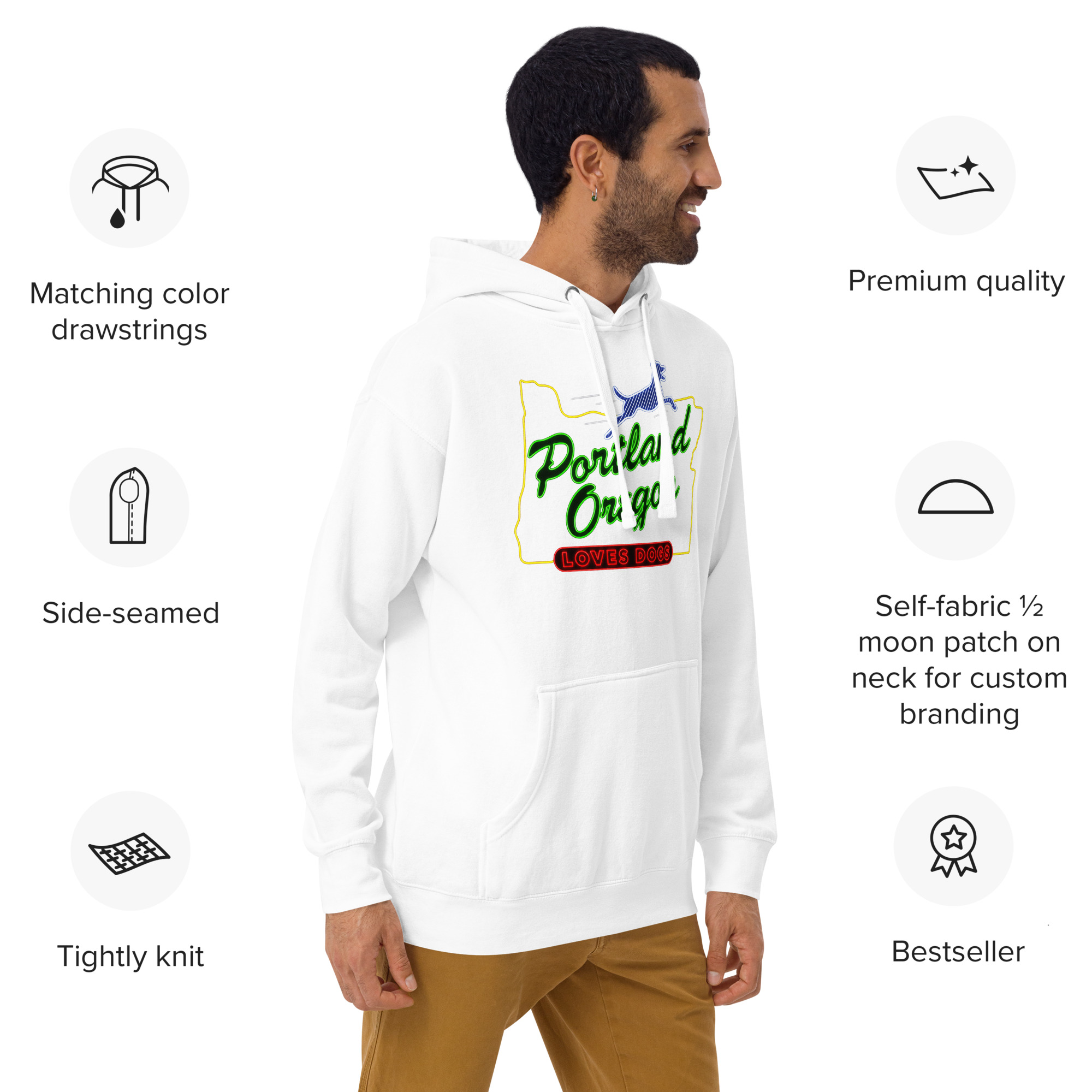 Portland Oregon Loves Dogs - Unisex Hoodie image 4