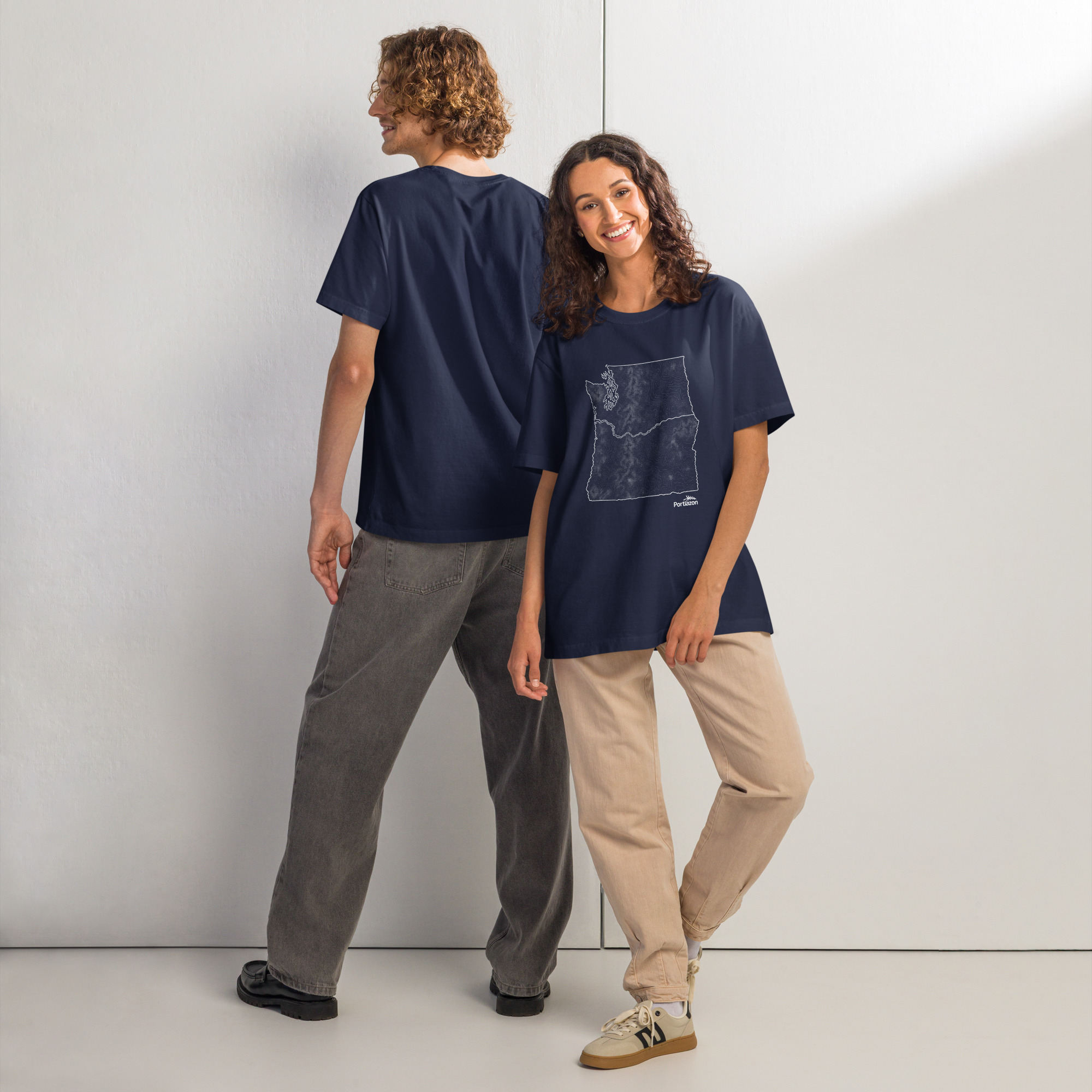 PNW - Oregon and Washington Topographical Map - Unisex oversized t-shirt image 2