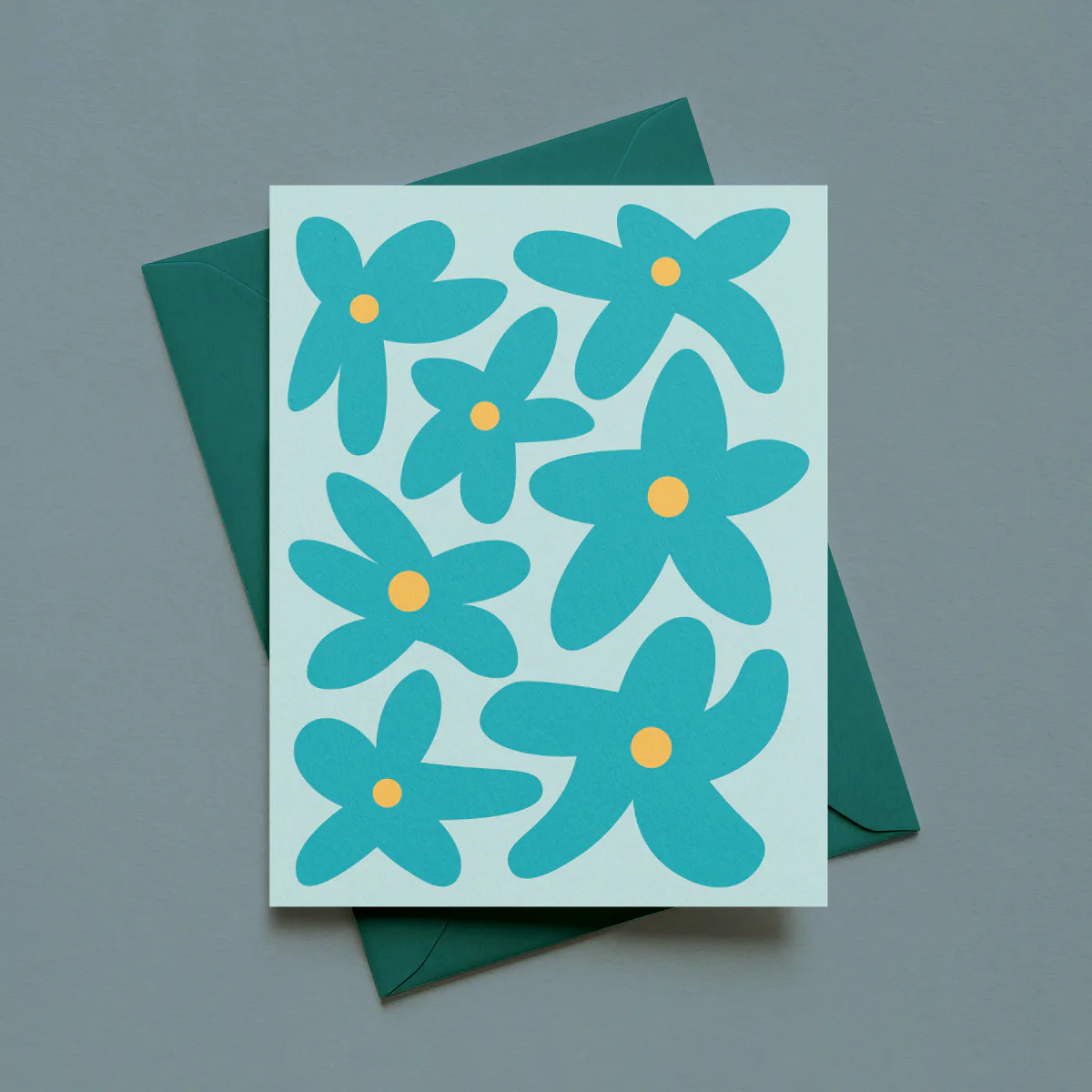 Teal Flowers Card image 1