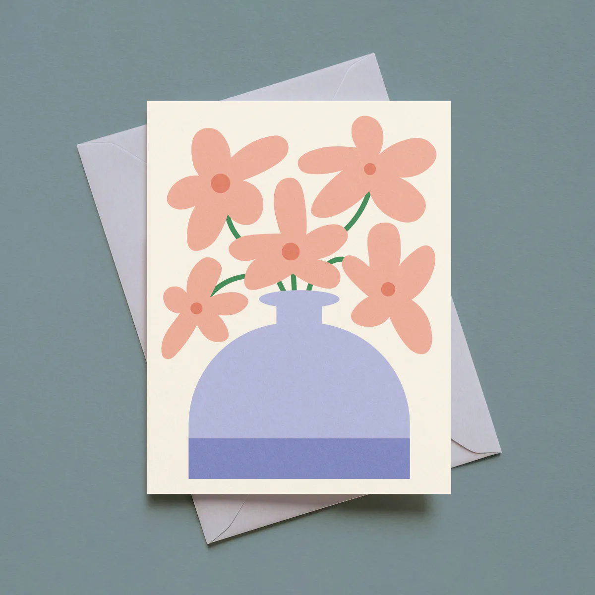 Pink Flowers in Pot Card