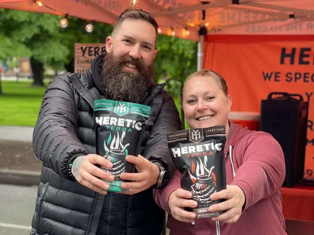 Founders of Heretic Yerba at the Vancouver Farmers Market